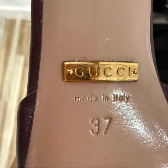Gucci Burgundy Heels with Gold Accents
